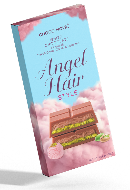 Choco Nova Angel Hair – White Chocolate with Pistachio & Turkish Cotton Candy (150g)