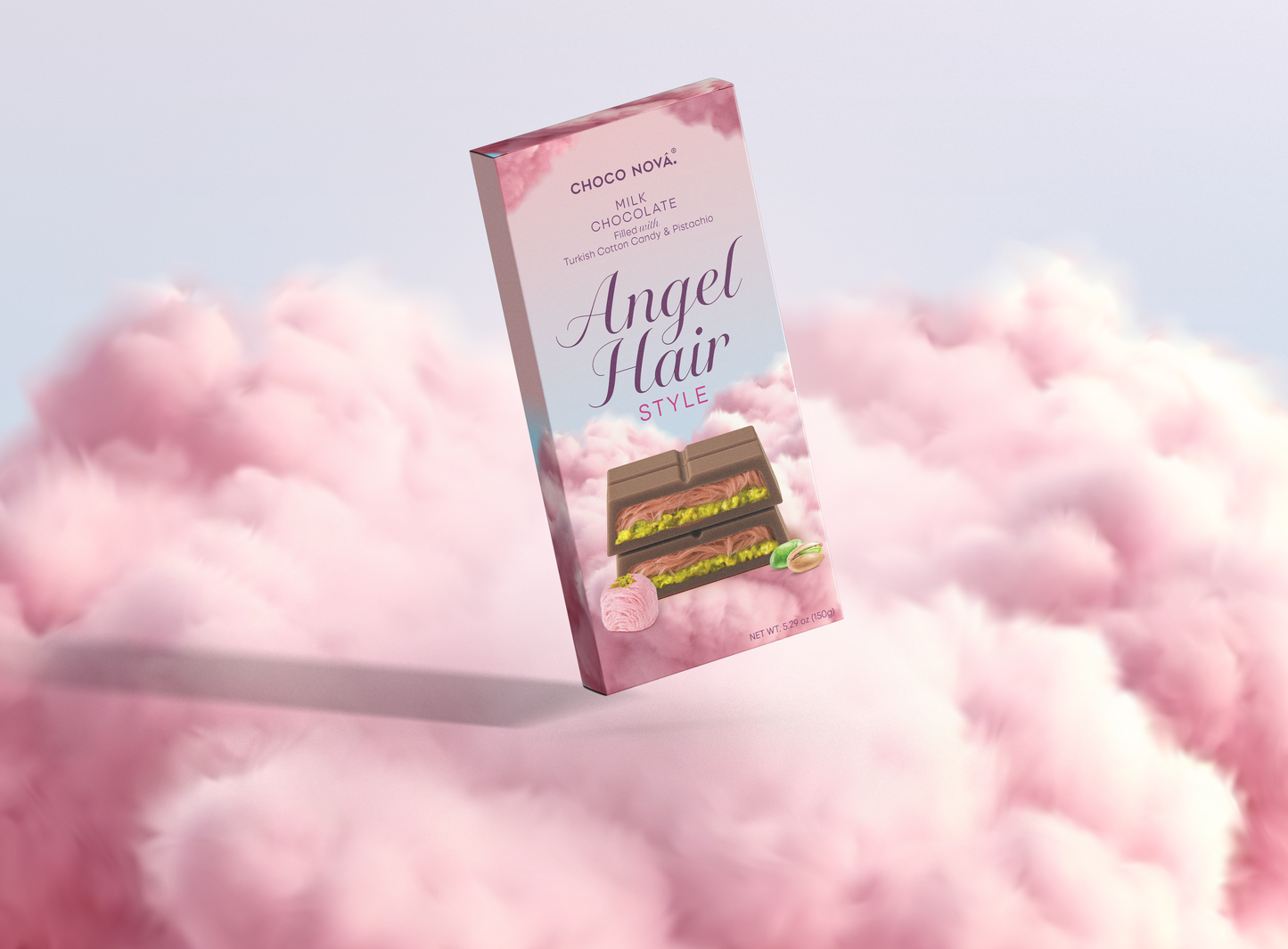 Choco Nova Angel Hair – Milk Chocolate with Pistachio & Turkish Cotton Candy (150g)