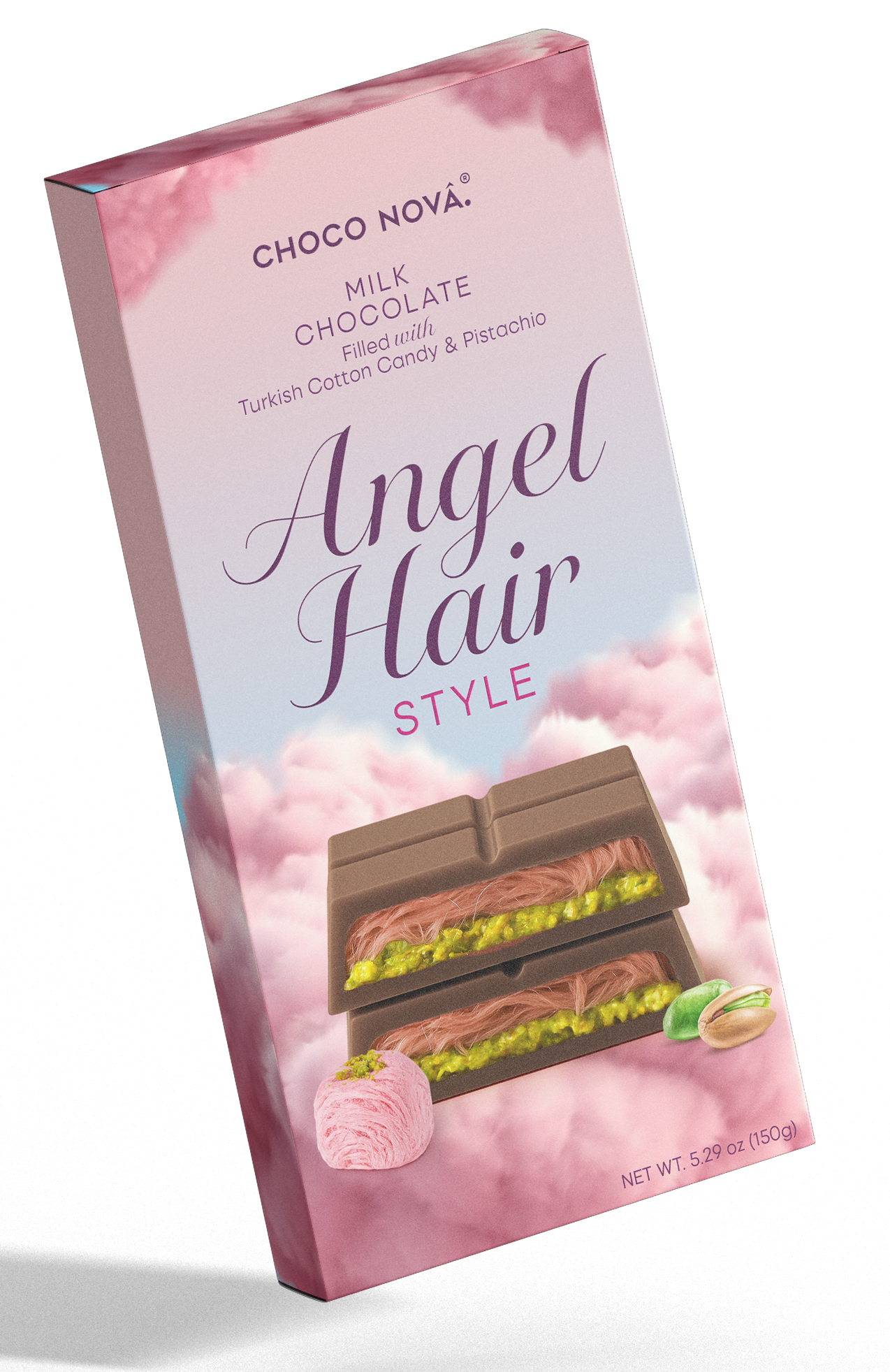 Choco Nova Angel Hair – Milk Chocolate with Pistachio & Turkish Cotton Candy (150g)