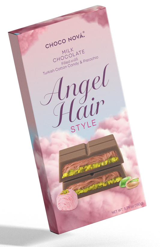 Choco Nova Angel Hair – Milk Chocolate with Pistachio & Turkish Cotton Candy (150g)