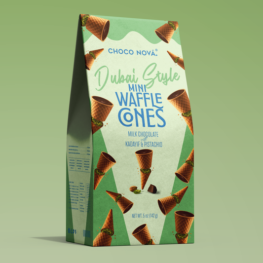 Choco Nova Milk Chocolate Mini Waffle Cones – Dubai Style (142g)