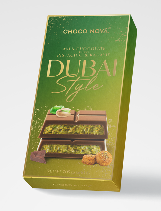 Choco Nova Signature Milk Chocolate – Dubai Style with Pistachio & Kadayif (200g)