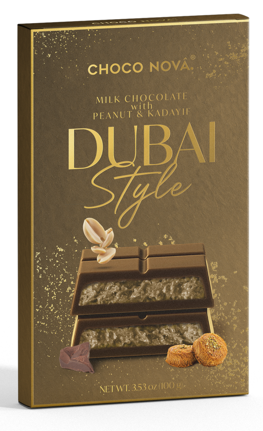 Choco Nova Signature Milk Chocolate – Dubai Style with Peanut & Kadayif (100g)