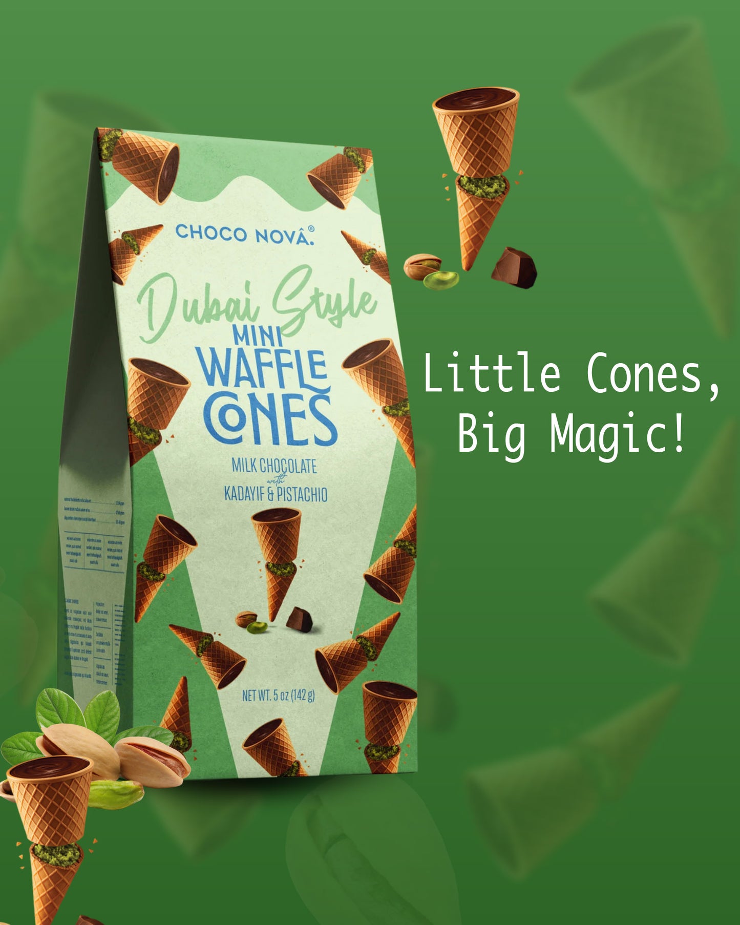 Choco Nova Milk Chocolate Mini Waffle Cones – Dubai Style (142g)
