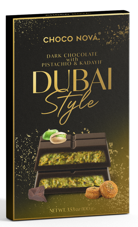 Choco Nova Signature Dark Chocolate – Dubai Style with Pistachio & Kadayif (100g)