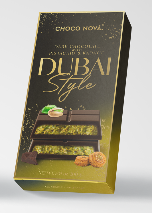 Choco Nova Signature Dark Chocolate – Dubai Style with Pistachio & Kadayif (200g)