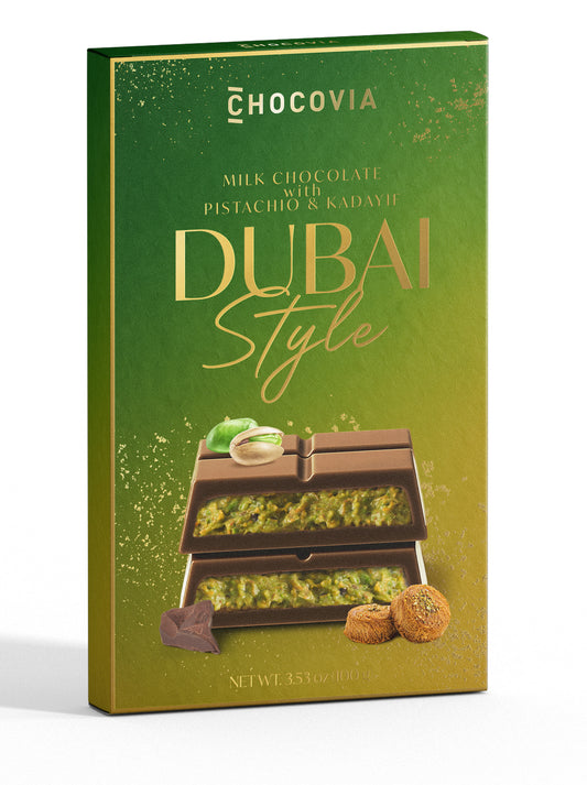 Choco Nova Signature Milk Chocolate – Dubai Style with Pistachio & Kadayif (100g)